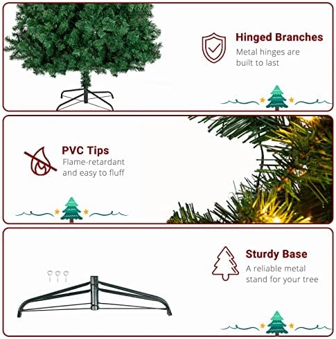 VINGLI 7ft Prelit Half Christmas Tree, 230 Warm Lights, 881 Tips