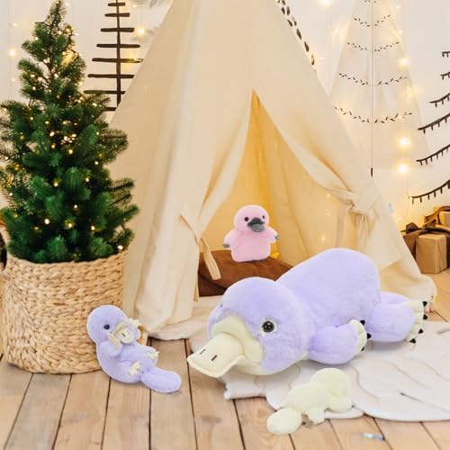 MorisMos Platypus Stuffed Animal, 24" Mommy Platypus Plush with 3 Baby