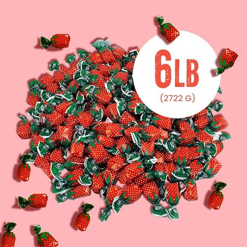 Strawberry Hard Candy Individually Wrapped by Cambie - 6 lbs of Hard Candy
