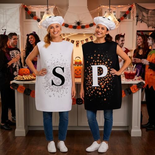 4 Pcs Salt and Pepper Couples Costume, Adult Halloween Condiment Cosplay