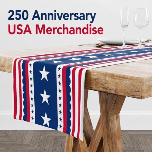 OHOME 4th of July Decorations - Patriotic USA Stars Table Runner for Home | Memorial Day Decorations - Fourth of July Accessories Decor Party Supplies Indoor Outdoor - 250 Anniversary USA Merchandise