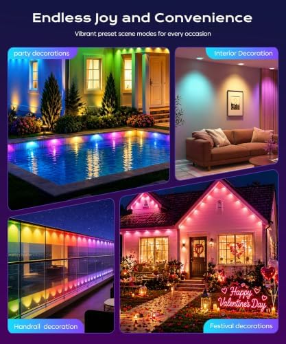 Permanent Outdoor Lights for House, 99ft Christmas RGB+IC Lights