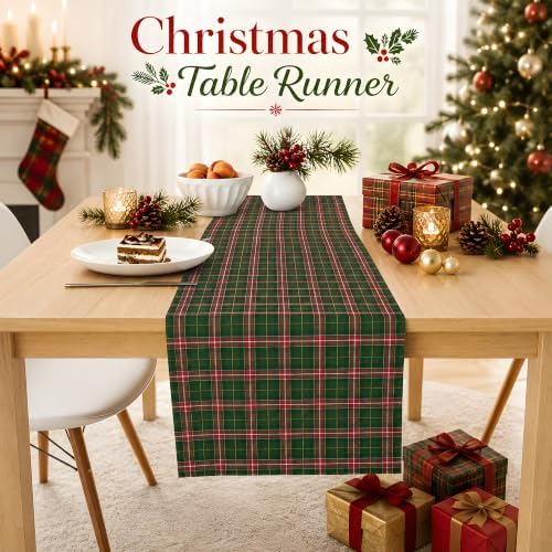 Christmas Decorations - Red Green Plaid Christmas Table Runner