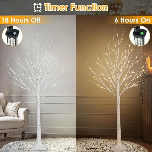 3 Pack 4/5/6FT Lighted Birch Tree, 300LED Twinkling Tree Lights, Warm White