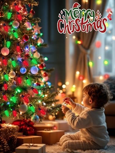 2 Pack Connectable C9 Christmas Lights Outdoor 66 FT 100 LED Red and Green