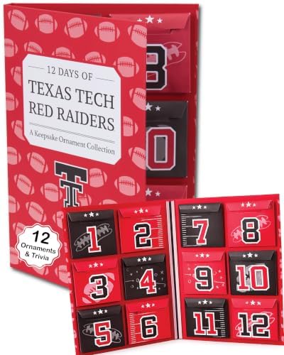 Texas Tech Merch 12-Day Holiday Ornament Advent Calendar Football Gift