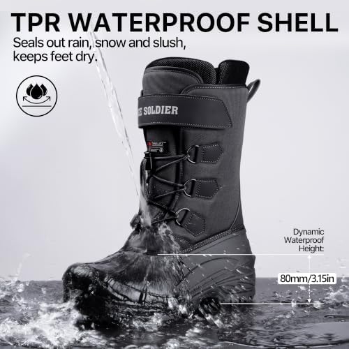 FREE SOLDIER Men's Waterproof Winter Removable Liner Insulated Outdoor Tactical Snow Boots
