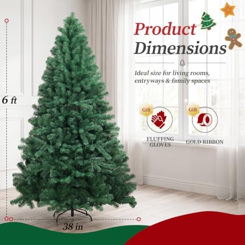 CASA CLAUSI 6ft Artificial Christmas Tree Unlit Pine Xmas Tree,Yellow Green