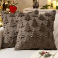 MIULEE Christmas Throw Pillow Covers Reddish Brown Christmas Decorations Set of 2 Xmas Tree 18x18 Pillow Covers Soft Faux Wool Pillowcases Holiday Festivals Winter Home Decor Sofa Couch Bed Porch