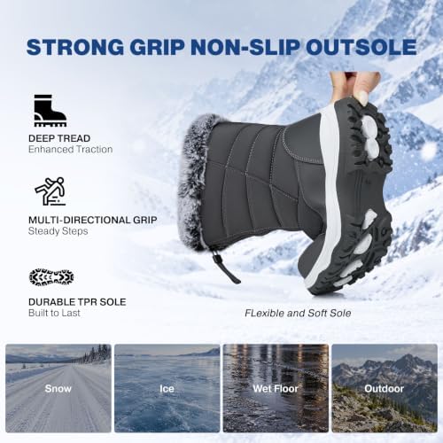 TEMOFON Winter Snow Boots for Women: WaterProof Warm Fur Lined Ankle Boot