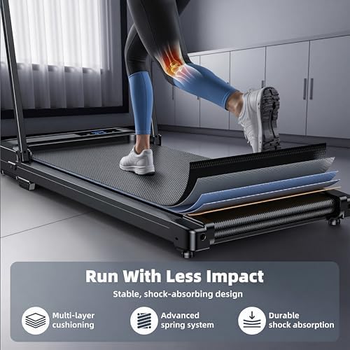 Walking Pad Treadmill for Home - Folding Treadmills with Handle Bar Portable Compact Fold up Indoor Foldable Handles Electric Walk Pads Small Spaces Mini Running Quiet Under Bed Office
