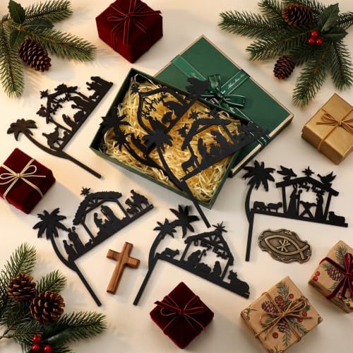 Qunclay 36 Pcs Christmas Door Toppers Jesus Nativity Scene Topper Frame