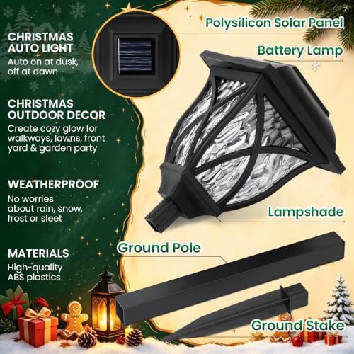 GIGALUMI Solar Christmas Lights Outdoor Decor, Multicolor Pathway Lights