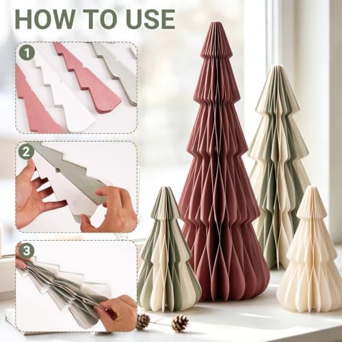 SUNBEAUTY Paper Christmas Tree, Neutral 3D Honeycomb Christmas Tree