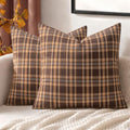 MIULEE Fall Plaid Pillow Covers Scottish Tartan 16x16 Dark Brown