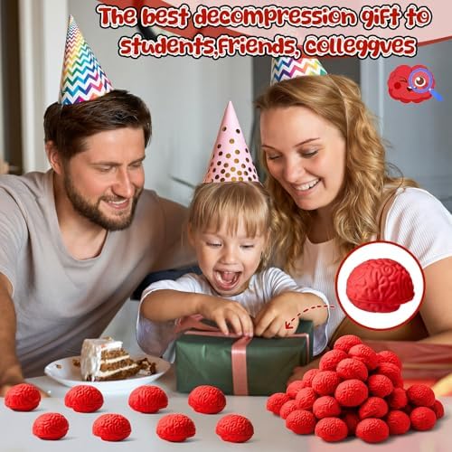Skylety 100 Pcs Brain Balls Bulk Halloween Funny Toy, Red, Mini