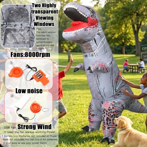 Inflatable Dinosaur Costume for Kids and Adults, Blow Up Party Suit