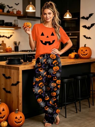 Skull Sets for Women Halloween Bloody Shirts Dancing Skeleton 2 Pc Set