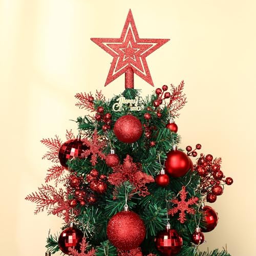 Sratte 94 Pcs Christmas Tree Ornaments Decoration Set, Red