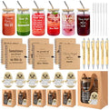 84 Pcs/12 Sets Employee Appreciation Gifts Bulk - Includes 16oz Glass Cups with Bamboo Lid, Positive Crochet, Inspirational Notebooks with Pens, Kraft Paper Gift Bags & Straw - Thank You Gifts for Coworkers, Teachers, Staff & Team