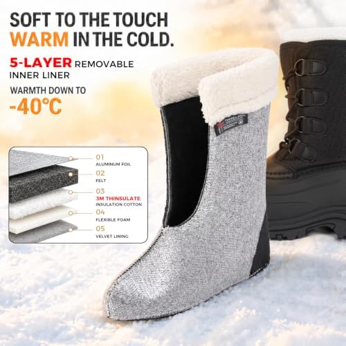 Mens Snow Boots, -40°F Waterproof Insulated Winter Boots For Men