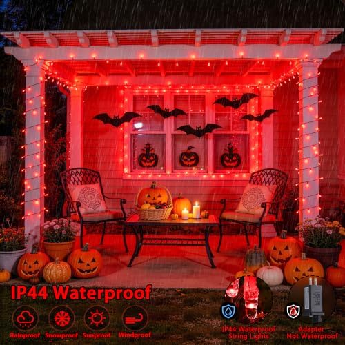 JMEXSUSS 168Ft 600 LED Red Halloween Lights Outdoor Indoor Christmas Lights
