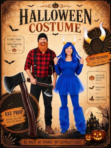 8 Pcs Lumberjack Blue Ox Costume Accessories Men Women Couple