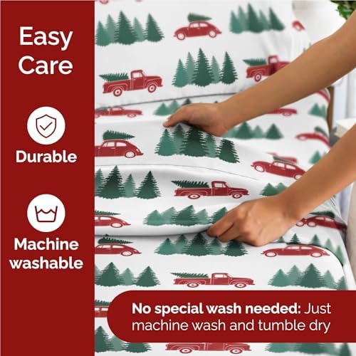 Christmas Sheet Set, Christmas Tree 1, Holiday Xmas Bedding Set - Queen