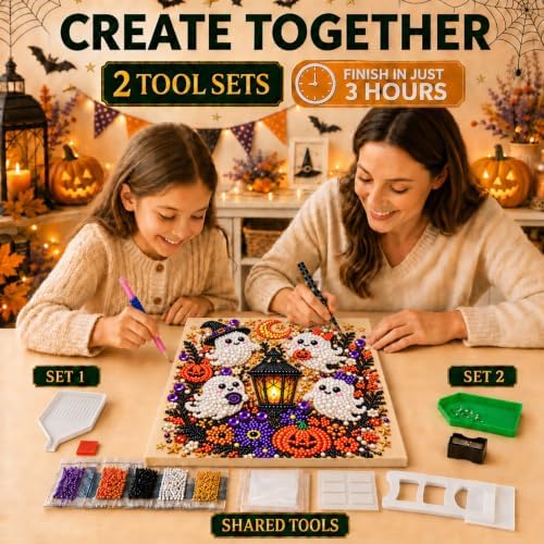 Diamond and Pearl Art Kits for Adults, Halloween Decorations, Framed Decor