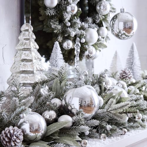 Threan 6 Inch Large Silver Shiny Christmas Ball Ornaments