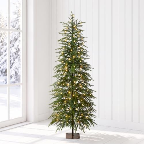 VeriNaTural 5ft Prelit Christmas Tree with Lights, Skinny Pencil Xmas Tree