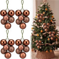Roowest 4 Sets Large Brown Glitter Christmas Ball Clusters Ornaments Decor