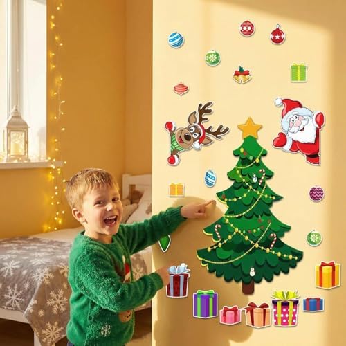 Magnetic Christmas Tree for Refrigerator, Soft Magnetic Set, Reusable Holiday Decor for Kids & Family, Lovely Xmas Decoration for Home, Kitchen, Office (Xmas Tree-A)