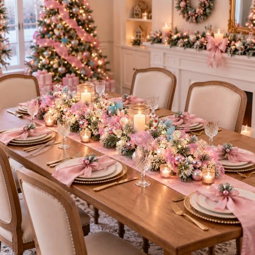 Riceshoot 6 ft Candy Pastel Christmas Artificial Garland with LED Lights
