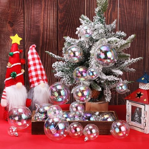 Shappy 50 Pcs Christmas Iridescent Ornaments Halloween Cauldron DIY, Clear