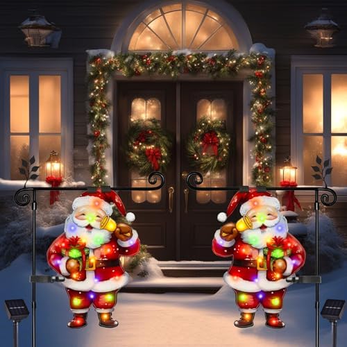 28x40 Lighted Christmas Santa Garden Flag, 8 Modes Solar LED