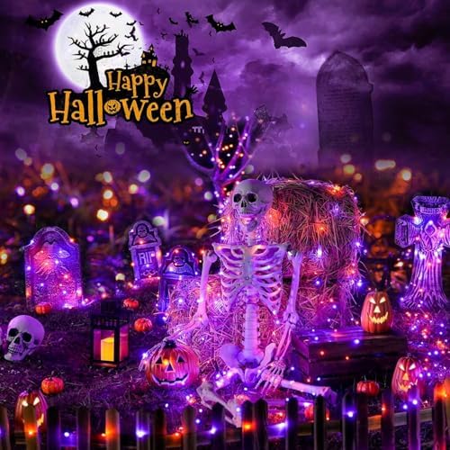SyouHome Solar String Lights Outdoor, 6 Pack 600 LED Solar Halloween Lights