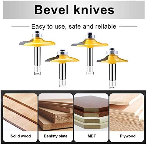 LEATBUY 1/4-Inch Shank Door&Drawer Front Edging Router Bit Set 4 PCS, Woodworking Milling Cutter Tools, Carbide CNC Router Grooving Mill Tool Router Bits Sets (Panel)