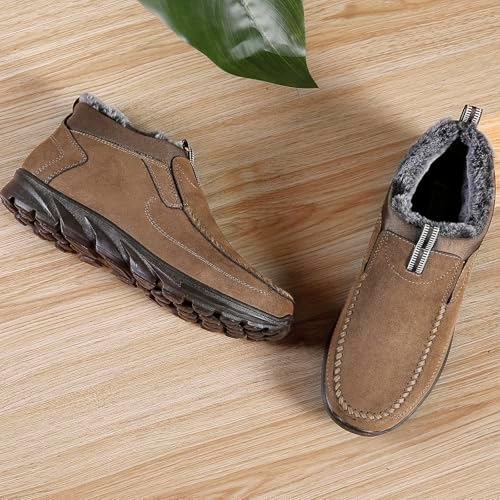 COSIDRAM Mens Shoes Winter Snow Boots Slip On Warm Cotton Padded Loafers