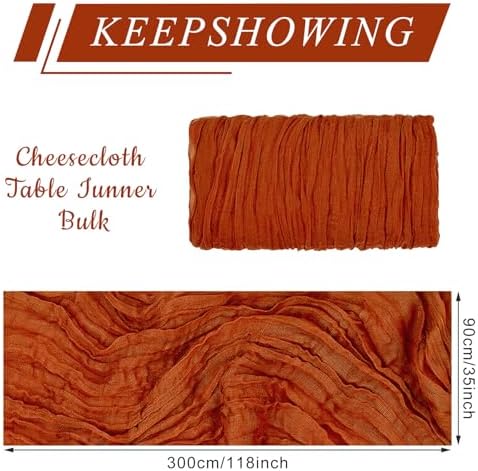 12 Pack Cheesecloth Table Runner, Runner Gauze Boho Wedding Decor Romantic Table Runner for Wedding Birthday Party(35" x 118") (Terracotta)