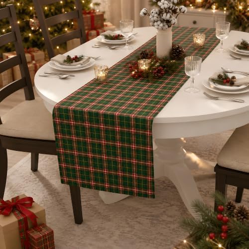 Christmas Decorations - Red Green Plaid Christmas Table Runner