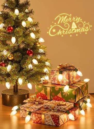 Minetom 25Ft Christmas Lights Outdoor, 25 LED C9 String Lights, Warm White