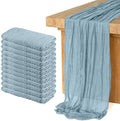 12 Pack Cheesecloth Table Runner, Runner Gauze Boho Wedding Decor Romantic Table Runner for Wedding Birthday Party(35" x 118")(Grayblue)