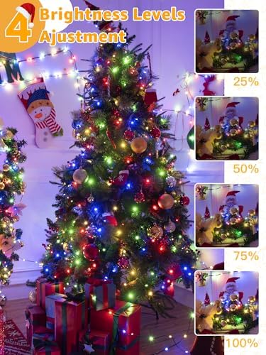 BrightChristmas 600 LED 196 FT Christmas Lights, Waterproof Outdoor String Lights with Remote and Timer, Christmas Tree Lights with 8 Modes Dimmable, Fairy Lights for Holiday Decor (Multicolor)
