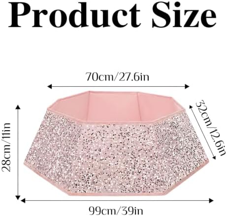 Christmas Tree Collar, 39 inch Sequin Tree Skirt Stand Base Cover for Home Decor (Rose Gold, X-Large)