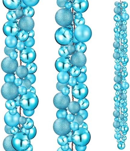 2 Pcs 6 ft Christmas Ball Ornament Garland, Lake Blue