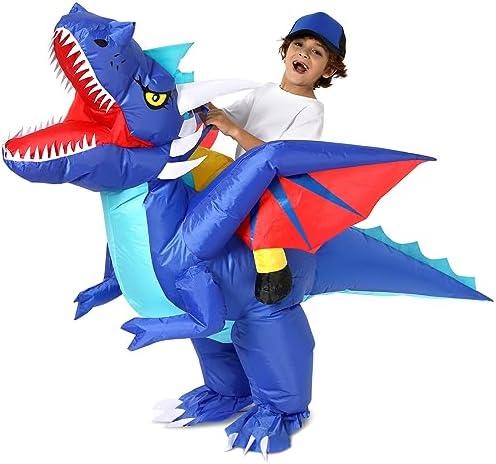 Ozyalo Inflatable Dragon Costume Kids Size, Halloween Blow Up Dinosaur Costume for Boys Girls, Funny Ride On Dinosaur Costume