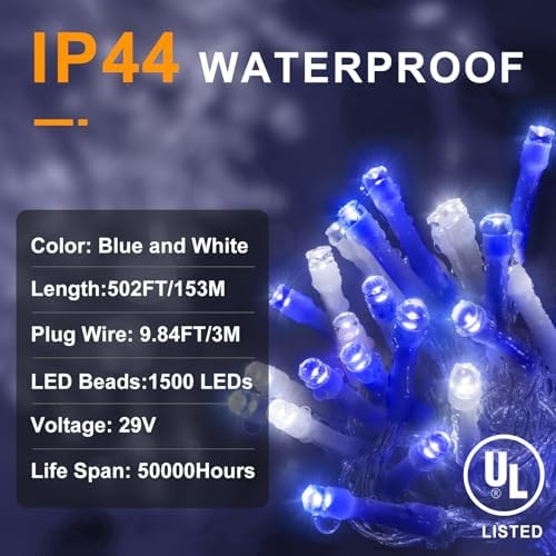 KNONEW 600ft 1500 LED Christmas Lights Outdoor String Light for Tree Decor