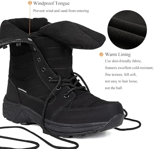 FW FRAN WILLOR Women's Waterproof Winter Snow Boots Warm Comfortable with Side Zipper - 2026 Fashion Lightweight Hiking boots for Cold Weather Insulated Mid Calf Military Booties