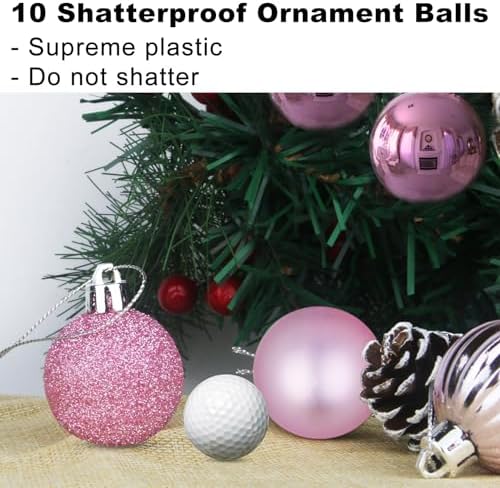 Bubblegun Pink 2.5" Christmas Balls Christmas Tree Decoration Ornaments Shatterproof Hanging Balls for Birthday Halloween Holiday Wedding Decorations Set of 10pcs